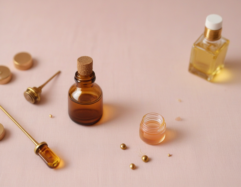 CBD isolate, MCT oil and a dropper bottle laid out on a kitchen counter — everything you need to mix your own tincture
